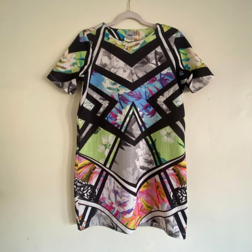 ASOS Short Sleeve Shift Dress - Geometric Floral